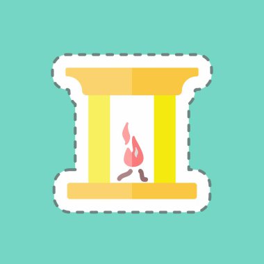 Çıkartma hattı şömineyi kesti. Ev sembolü için uygun. Basit dizayn edilebilir. tasarım şablonu. Basit gösterim