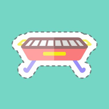 Çıkartma çizgisi Barbekü 'yü kesti. Ev sembolü için uygun. Basit dizayn edilebilir. tasarım şablonu. Basit gösterim