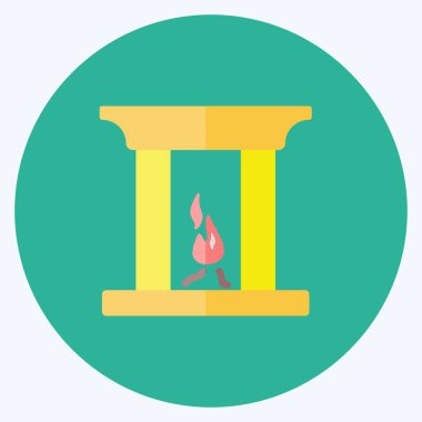 Simge Şöminesi. Ev sembolü için uygun. Düz stil. Basit dizayn edilebilir. tasarım şablonu. Basit gösterim