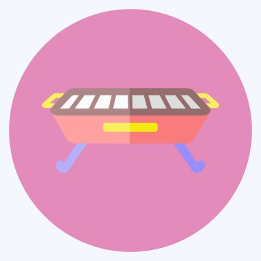 İkon Barbeküsü. Ev sembolü için uygun. Düz stil. Basit dizayn edilebilir. tasarım şablonu. Basit gösterim