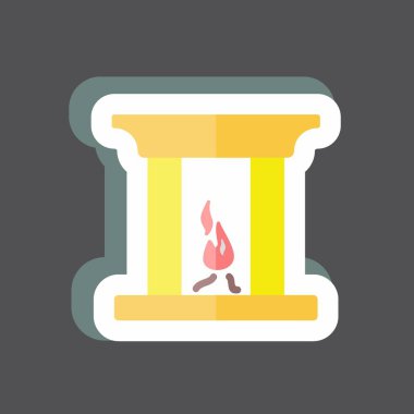 Çıkartma Şöminesi. Ev sembolü için uygun. Basit dizayn edilebilir. tasarım şablonu. Basit gösterim