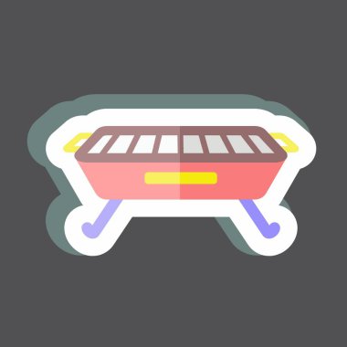 Çıkartmalı Barbekü. Ev sembolü için uygun. Basit dizayn edilebilir. tasarım şablonu. Basit gösterim