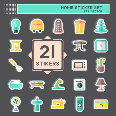 Ev Yapıştırması Seti. Eğitim sembolü için uygun. Basit dizayn edilebilir. tasarım şablonu. Basit gösterim