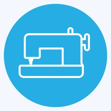 Simge Dikiş Makinesi. Ev sembolü için uygun. Mavi gözlü. Basit dizayn edilebilir. tasarım şablonu. Basit gösterim