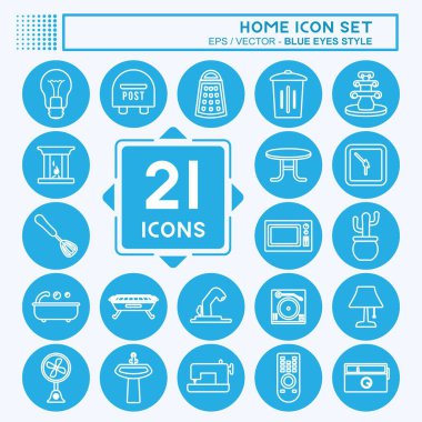 Ev Simgesi Ayarlandı. Eğitim sembolü için uygun. Mavi gözlü. Basit dizayn edilebilir. tasarım şablonu. Basit gösterim