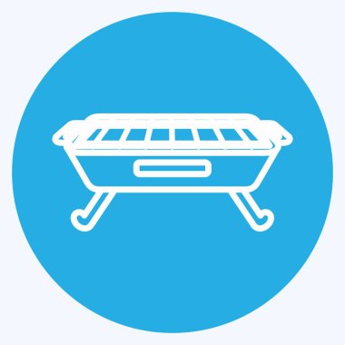 İkon Barbeküsü. Ev sembolü için uygun. Mavi gözlü. Basit dizayn edilebilir. tasarım şablonu. Basit gösterim