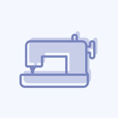 Simge Dikiş Makinesi. Ev sembolü için uygun. İki ton stili. Basit dizayn edilebilir. tasarım şablonu. Basit gösterim