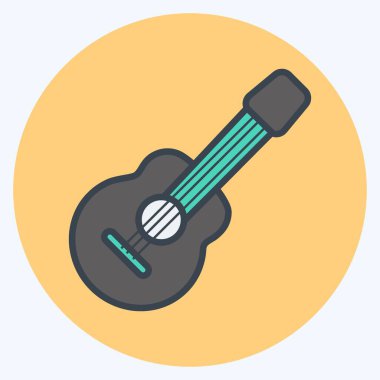 Simge Gitarı. Vahşi Batı sembolü için uygun. renk arkadaşı stili. Basit dizayn edilebilir. tasarım şablonu. Basit gösterim