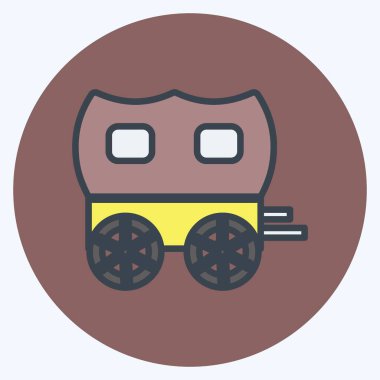 Simge arabası. Vahşi Batı sembolü için uygun. renk arkadaşı stili. Basit dizayn edilebilir. tasarım şablonu. Basit gösterim