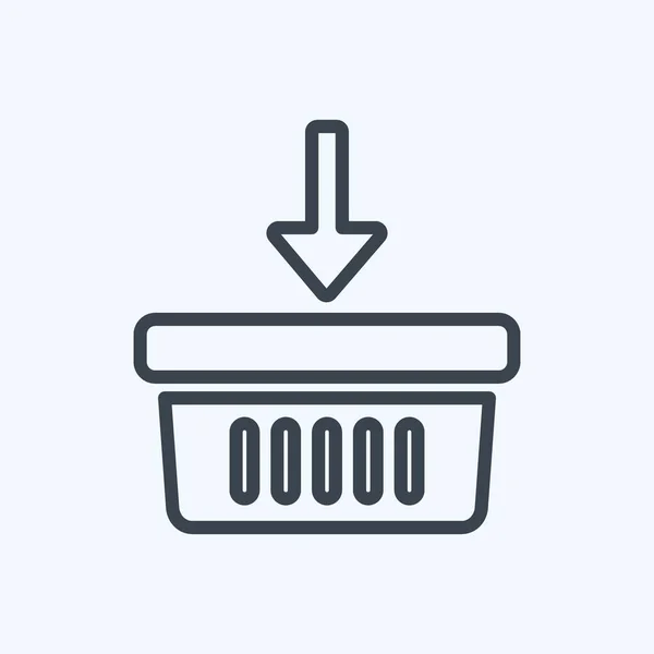 Icon Add Basket Suitable Education Symbol Line Style Simple Design — Archivo Imágenes Vectoriales