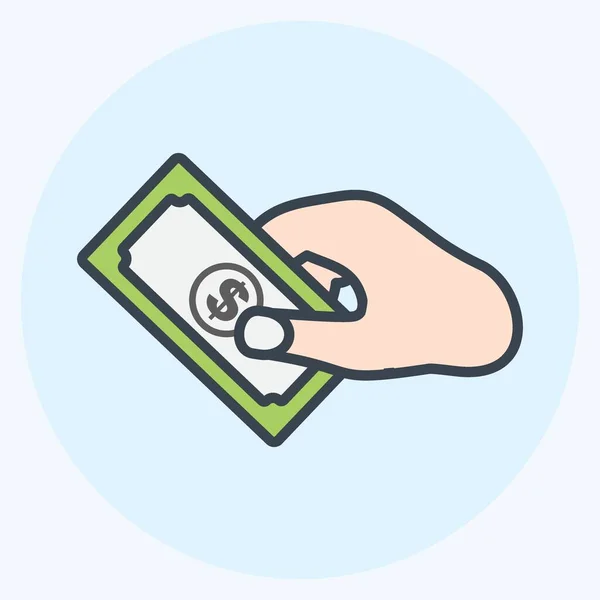 Icon Holding Money Suitable Hand Actions Symbol Color Mate Style — Archivo Imágenes Vectoriales