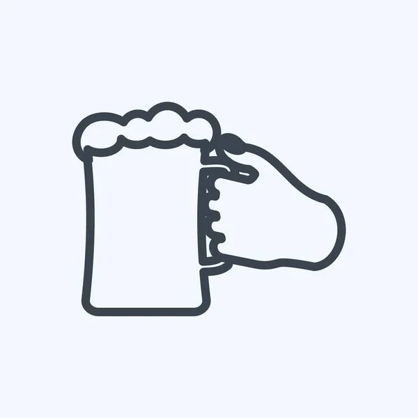 Icon Holding Beer Glass Suitable Hand Actions Symbol Line Style — Stockvektor