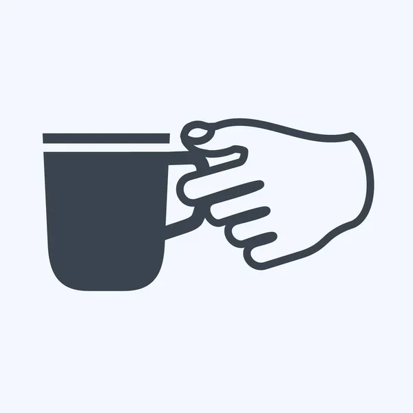 Icon Holding Kaffeetasse Vorhanden Geeignet Für Handaktionen Symbol Glyphen Stil — Stockvektor