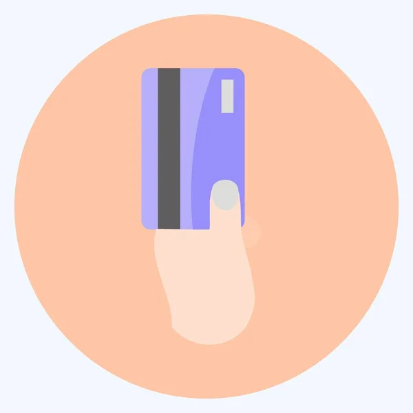 Icon Holding Credit Card Suitable Hand Actions Symbol Flat Style —  Vetores de Stock