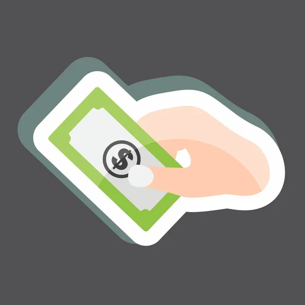 Sticker Holding Money Suitable Hand Actions Symbol Simple Design Editable — Archivo Imágenes Vectoriales