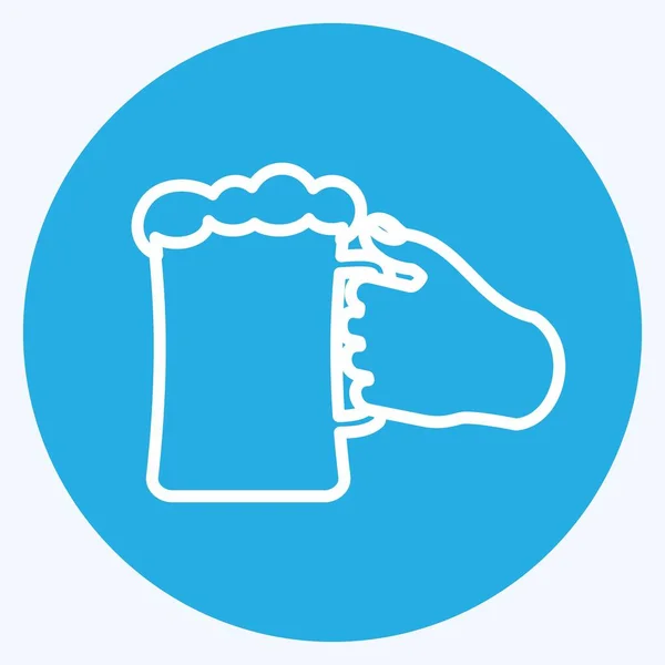Icon Holding Beer Glass Suitable Hand Actions Symbol Blue Eyes — Archivo Imágenes Vectoriales