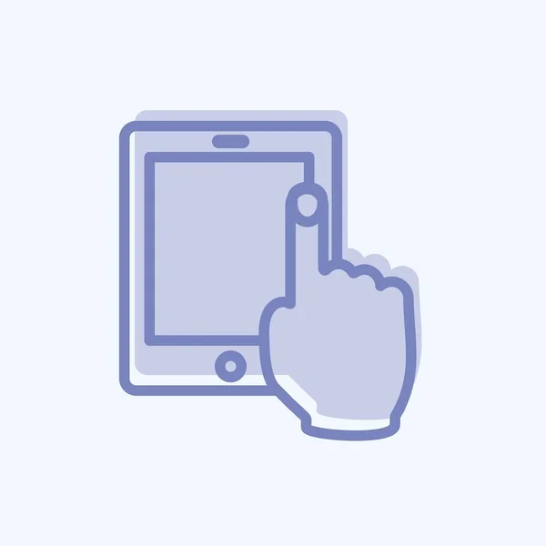 Ikon Menggunakan Perangkat Sentuh Cocok Untuk Hand Actions Simbol Dua - Stok Vektor