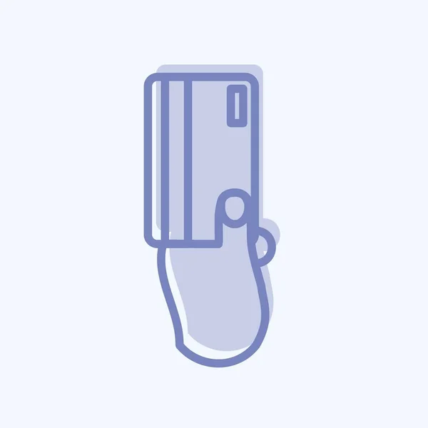 Icon Holding Credit Card Suitable Hand Actions Symbol Two Tone —  Vetores de Stock