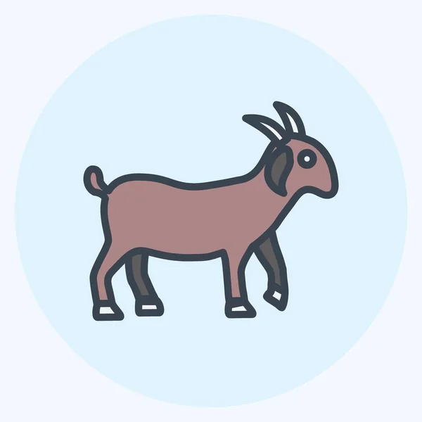 Icon Goat Vhodný Pro Symbol Zahrady Styl Barevného Partnera Jednoduchý — Stockový vektor