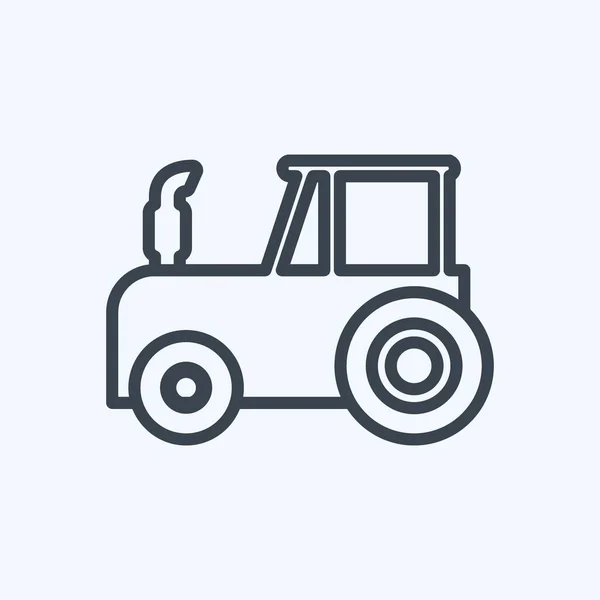 Icon Tractor Suitable Garden Symbol Line Style Simple Design Editable — стоковый вектор