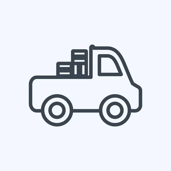 Icon Pickup Truck Suitable Garden Symbol Line Style Simple Design — 스톡 벡터