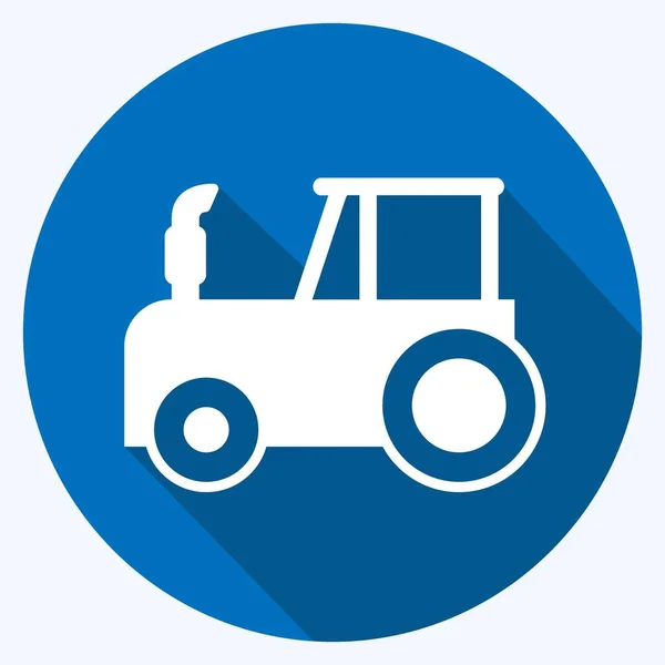 Icon Tractor Suitable Garden Symbol Long Shadow Style Simple Design — Wektor stockowy