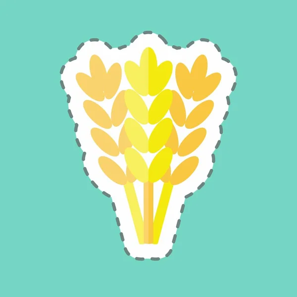 Sticker Line Cut Wheat Suitable Garden Symbol Simple Design Editable — стоковый вектор
