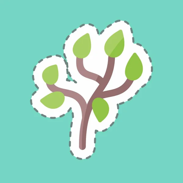 Sticker Line Cut Árbol Adecuado Para Símbolo Del Jardín Diseño — Vector de stock