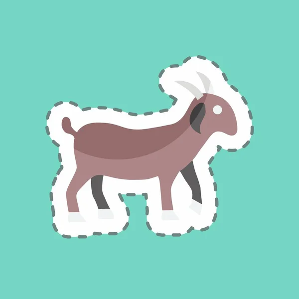Sticker Line Cut Goat Suitable Garden Symbol Simple Design Editable — Stockvektor