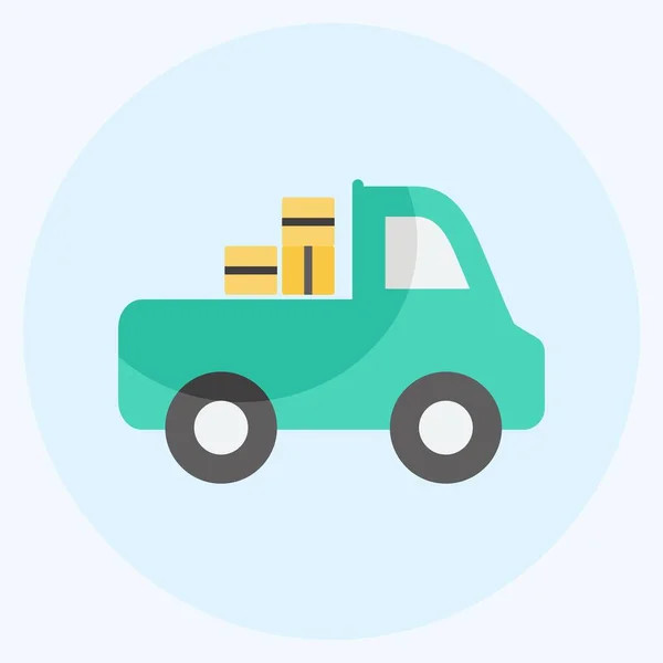 Іконка Пікап Вантажівка Підходить Садового Символу Плоский Стиль Простий Дизайн — стоковий вектор