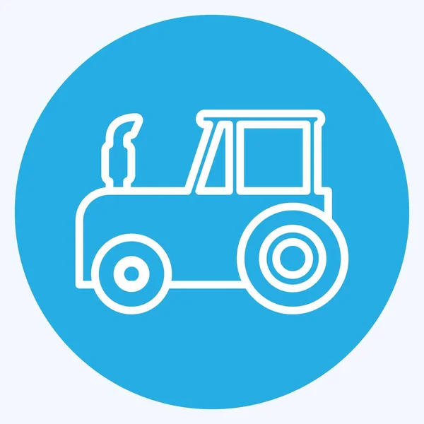 Icône Tracteur Adapté Symbole Jardin Style Yeux Bleus Conception Simple — Image vectorielle