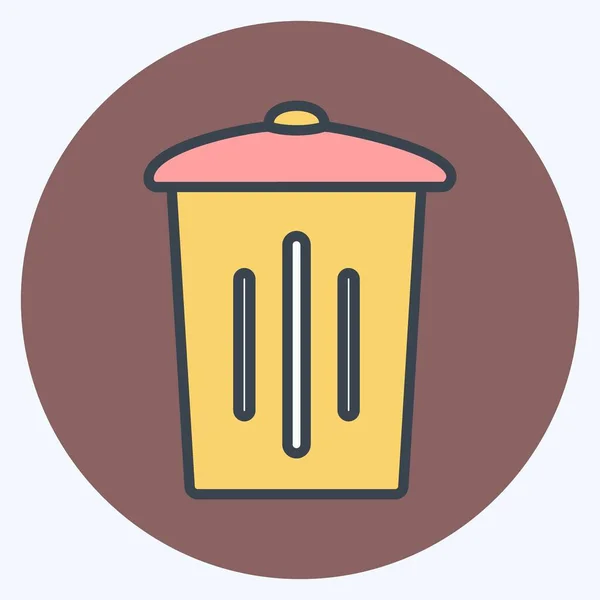 Icon Garbage Bin Suitable Home Symbol Color Mate Style Simple — стоковый вектор