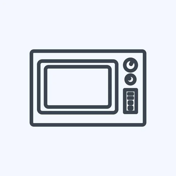 Microwave Ikon Oven Cocok Untuk Simbol Rumah Gaya Garis Desain - Stok Vektor