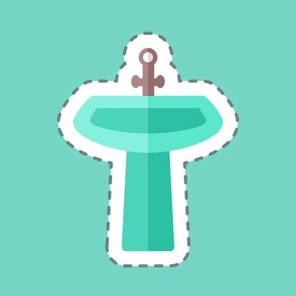 Sticker Line Cut Sink Suitable Home Symbol Simple Design Editable — Stockvektor