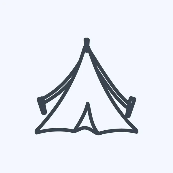 Icône Tente Adapté Symbole Wild West Style Ligne Conception Simple — Image vectorielle