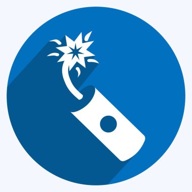 Simge Tek Dinamit. Vahşi Batı sembolü için uygun. Uzun gölge tarzı. Basit dizayn edilebilir. tasarım şablonu. Basit gösterim