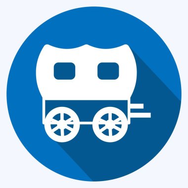 Simge arabası. Vahşi Batı sembolü için uygun. Uzun gölge tarzı. Basit dizayn edilebilir. tasarım şablonu. Basit gösterim