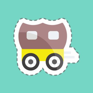 Çıkartma çizgisi Cart 'ı kesti. Vahşi Batı sembolü için uygun. Basit dizayn edilebilir. tasarım şablonu. Basit gösterim