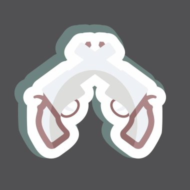 Çıkartma İki Silahlar. Vahşi Batı sembolü için uygun. Basit dizayn edilebilir. tasarım şablonu. Basit gösterim