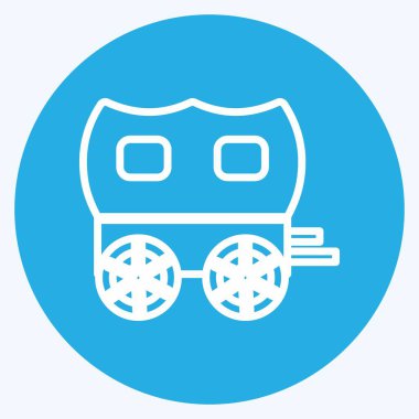 Simge arabası. Vahşi Batı sembolü için uygun. Mavi gözlü. Basit dizayn edilebilir. tasarım şablonu. Basit gösterim