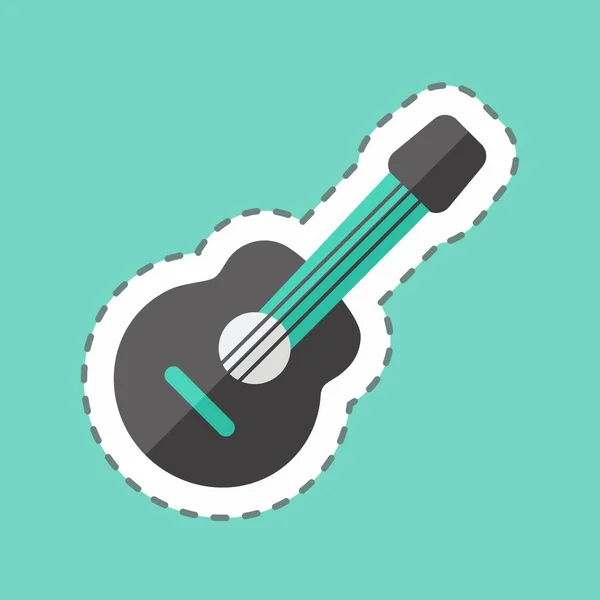 Sticker Line Cut Guitar Suitable Wild West Symbol Simple Design — стоковый вектор