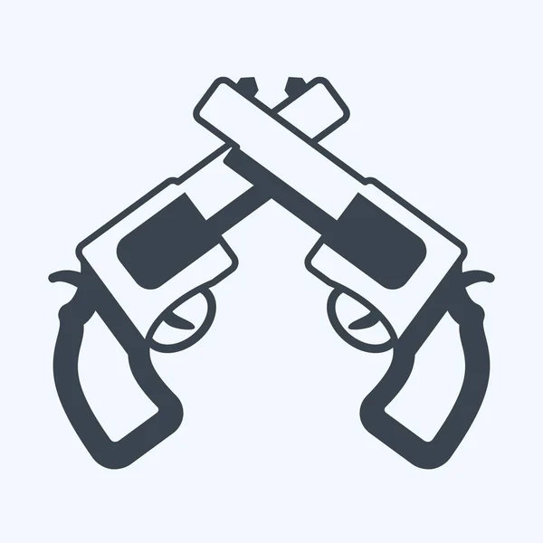 Icon Two Guns Suitable Wild West Symbol Glyph Style Simple —  Vetores de Stock
