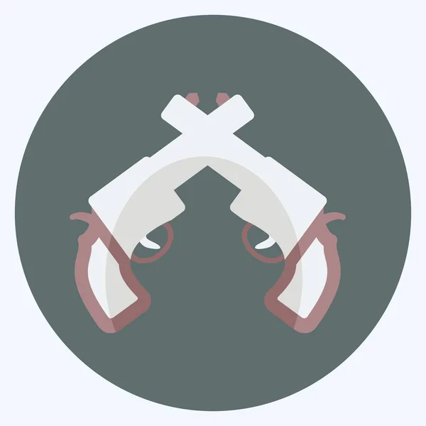 Icon Two Guns Suitable Wild West Symbol Flat Style Simple — Vector de stock