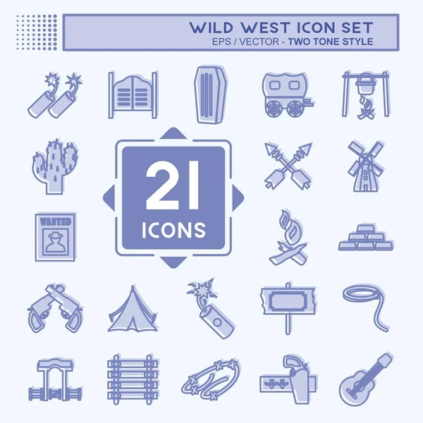 stock vector Wild West Icon Set. suitable for Education symbol. two tone style. simple design editable. design template vector. simple symbol illustration