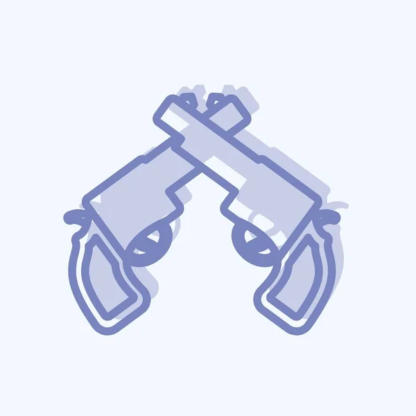 Icon Two Guns Suitable Wild West Symbol Two Tone Style —  Vetores de Stock