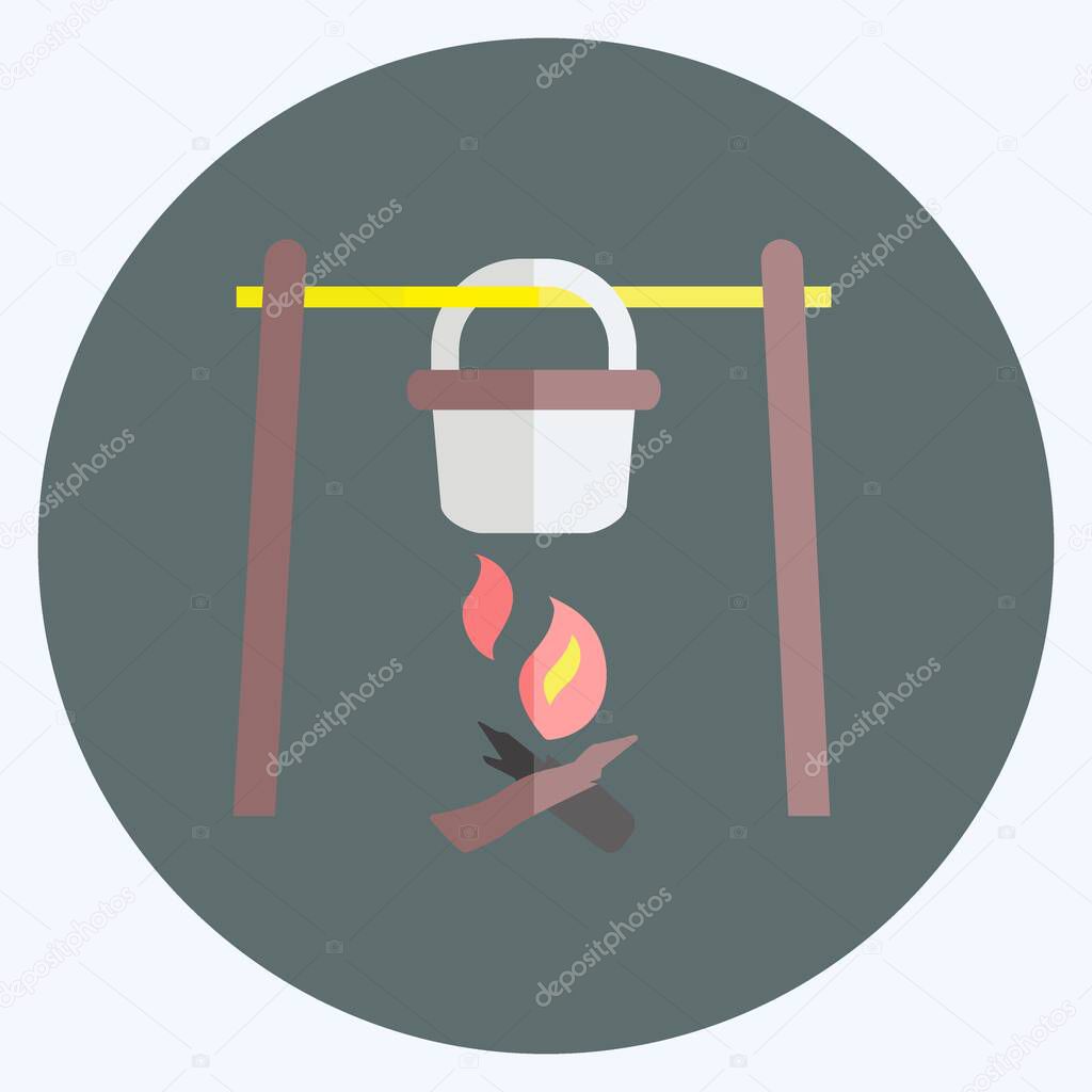 Icon Camp Fire. suitable for Wild West symbol. flat style. simple design editable. design template vector. simple symbol illustration