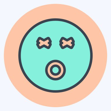 Icon Emoticon Dizzy. Duygu Simgesi için uygun. renk arkadaşı stili. Basit dizayn edilebilir. tasarım şablonu. Basit gösterim