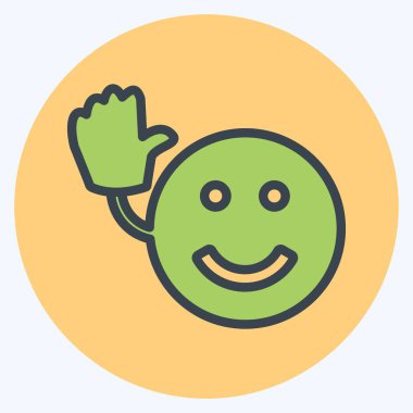 Icon Emoticon Bye. Duygu Simgesi için uygun. renk arkadaşı stili. Basit dizayn edilebilir. tasarım şablonu. Basit gösterim