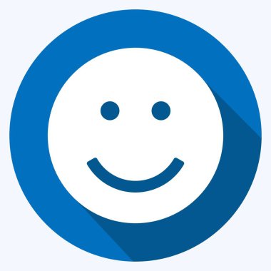 Simgesel Duygu Gülümsemesi. Duygu Simgesi için uygun. Uzun gölge tarzı. Basit dizayn edilebilir. tasarım şablonu. Basit gösterim