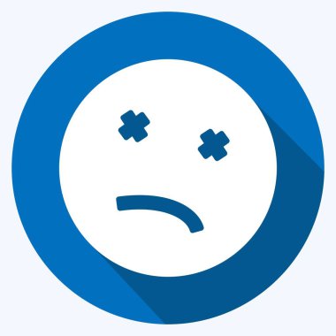 Icon Emoticon öldü. Duygu Simgesi için uygun. Uzun gölge tarzı. Basit dizayn edilebilir. tasarım şablonu. Basit gösterim